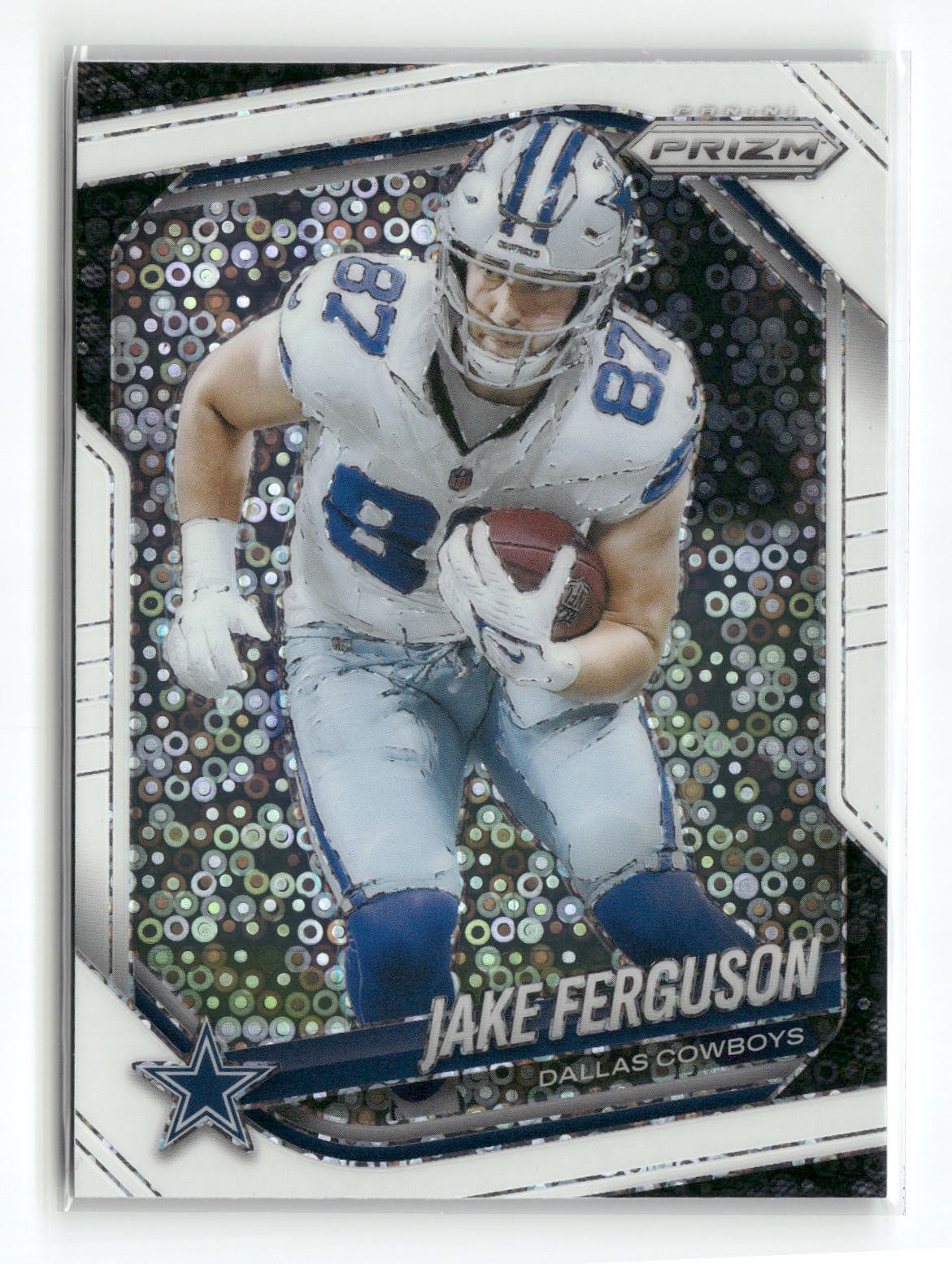 2025 Panini Prizm #36 Jake Ferguson White Sparkle Dallas Cowboys