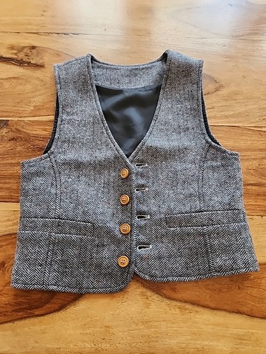 Kids Boys 5 Gray Tweed Button Up Vest Formal Wedding - Picture 1 of 8
