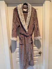 Carole Hochman Ladies Long Plush Wrap Robe Pockets Belt Mauve Large