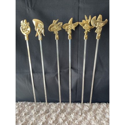 1994 Warner Bros Looney Tunes 15  Stainless Brass skewer sticks Kabob Lot Of 6