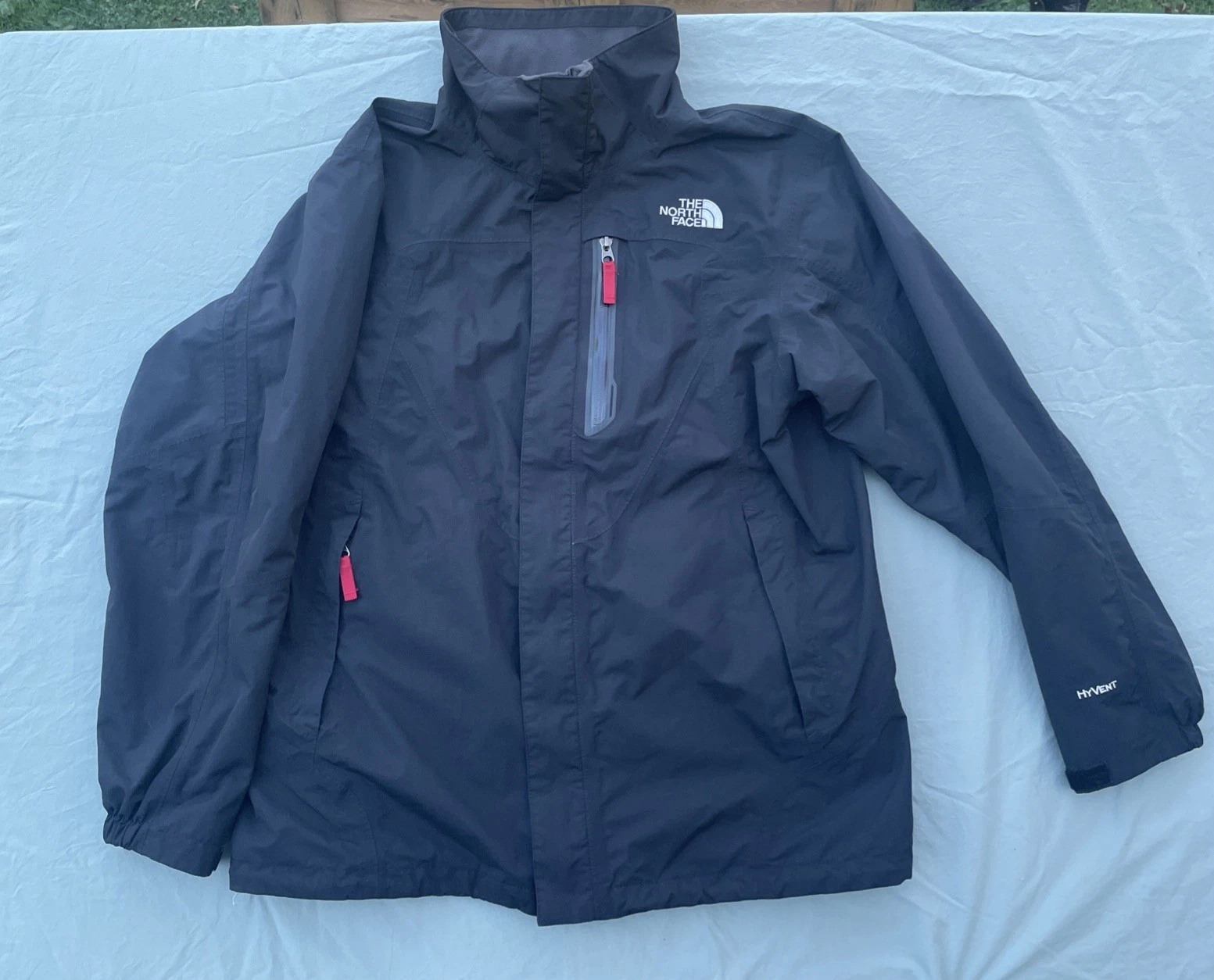 Boys The North Face HyVent Black 2-in-1 Jacket XL 18-20 Zip Up Pockets Buttons