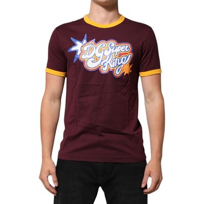 Dolce & Gabbana T-Shirt Burgund Baumwolle DG Super King Logo IT48/US38/M 450usd