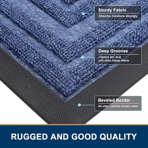 Front Door Mat Indoor Outdoor Entrance, Non-Slip Natural Rubber Doormats, - Bild 4 von 6