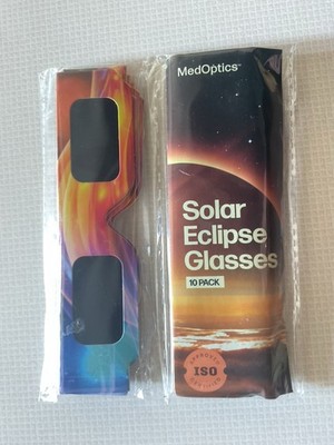 MedOptics Solar Eclipse Glasses 10 Pack ISO 12312-2 Certified 2024 Viewer