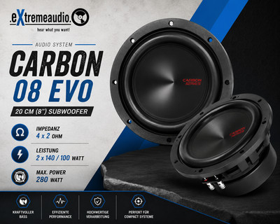Audio System CARBON 08 EVO 8 in Carbon Subwoofer 20 cm 280 Watt Bass Woofer
