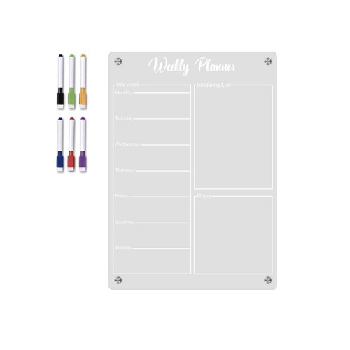 Magnetic Fridge Calendar Board Weekly Schedule Planner with 6 Whiteboard Pens - Picture 2 of 10