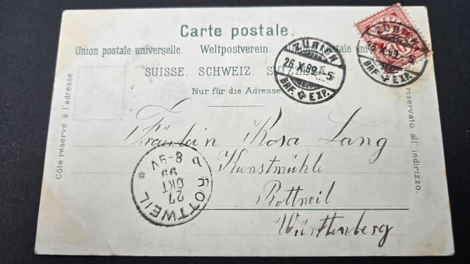 Ansichtskarte 1899 Schweiz Zürich verschiedene Ansichten versendet nach Rottweil - Bild 2 von 2