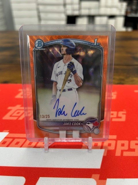 Jake Cook 2025 Bowman Draft 1st Chrome Orange Wave Refractor Auto /25 (KH2)