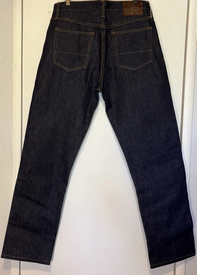 Pantalones de mezclilla Gustin #20 Heavy Japan ribete crudo 15,0 OZ rectos 35x33 botón mosca Foto 3 de 4