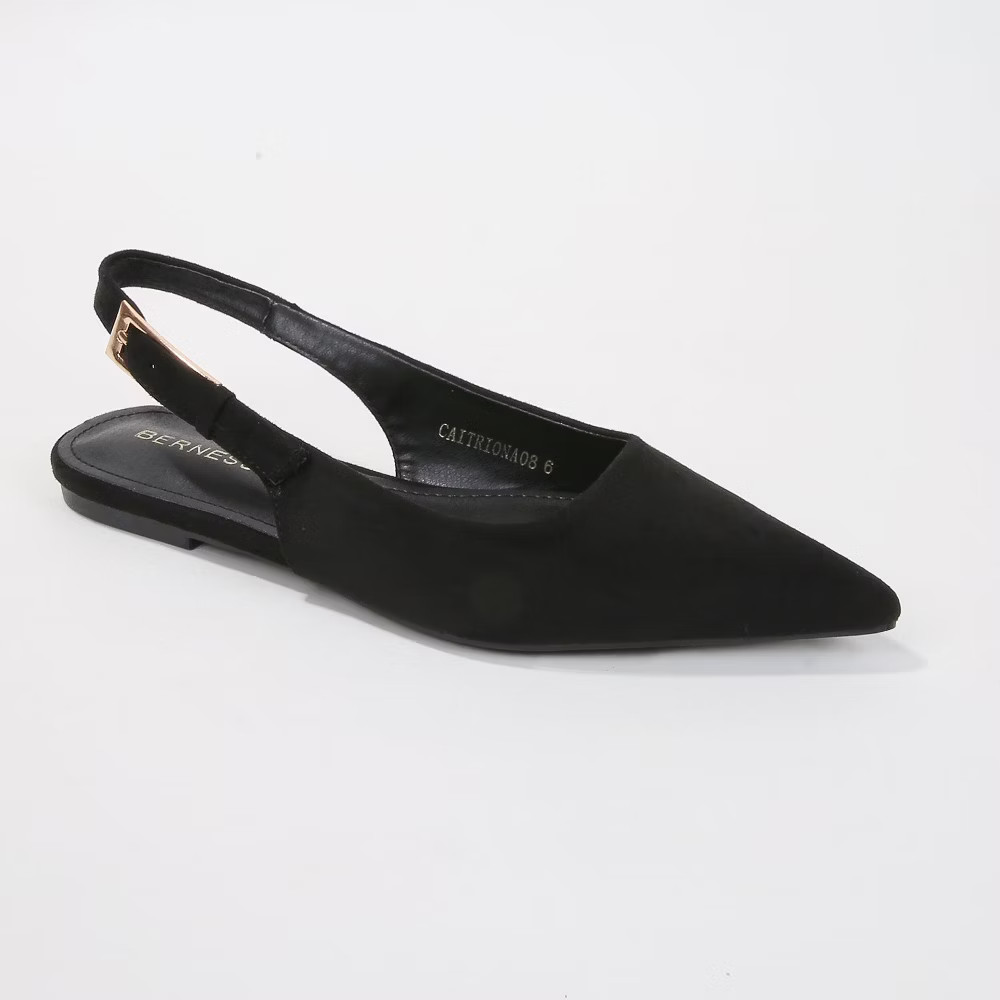 Berness Womens Caitriona Suede Pointed Slingback Flats Black 85 5890₽