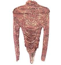 Free People Intimately Under It All Mesh Ruched Bodysuit in Peony Combo Size M