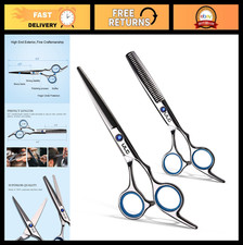 Professional Hair Cutting Scissors Thinning Shears Kit - 6.5" Stainless Steel