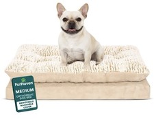 FurHaven Medium Orthopedic Dog Cat Bed Faux Fur Suede 30x20 Taupe Washable