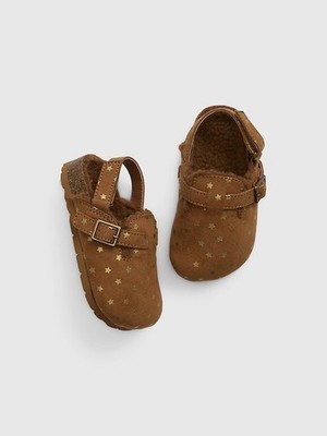 GAP Toddler Sherpa Clogs Moccasins Star Pattern Cute - Size 5 / 6