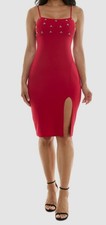 City Studios Juniors' Red Rhinestone Square-Neck Midi Dress Size 1/2
