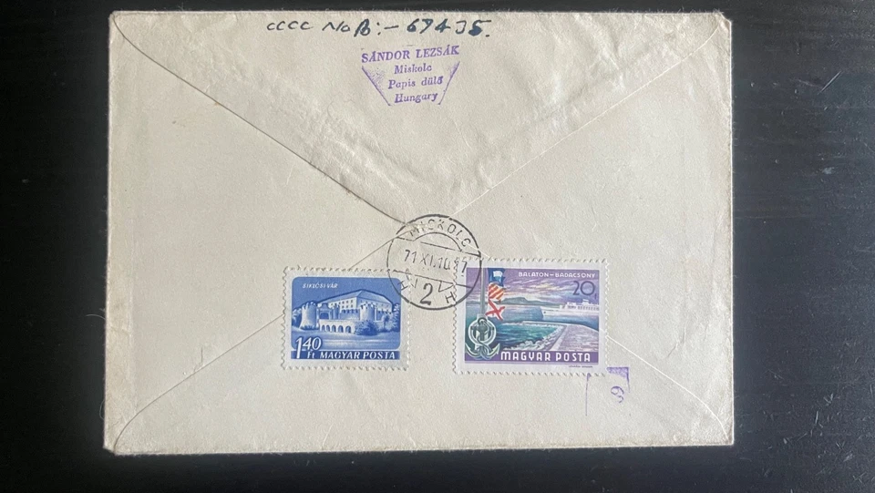 Hungría 1971 Cubierta de correo aéreo registrado a Nepal - Exposición filatélica + Olímpico Foto 2 de 2