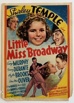 LITTLE MISS BROADWAY Mini Window Card 1938 Shirley Temple Movie Poster 8x11 1/4