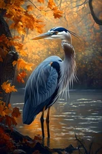 Heron in Marshland Landscape Canvas Wall Art Home Decor Picture Prints Painting