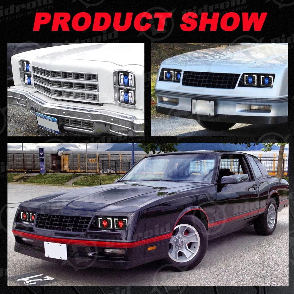 Par de faros LED de haz alto/bajo Oldsmobile Cutlass Supreme 1980-1988 4x6" Foto 2 de 4