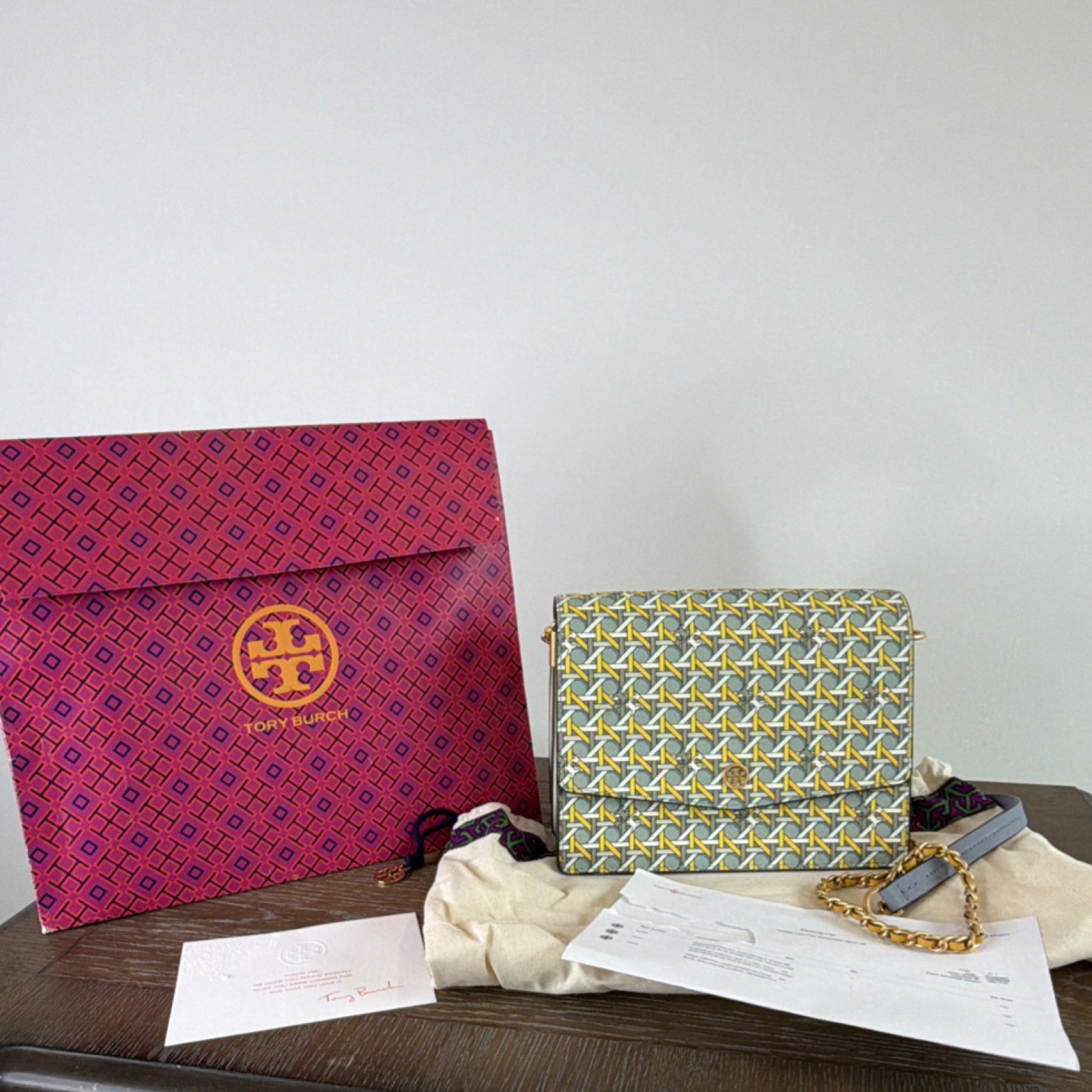 Tory Burch Geometric Pattern Chain Strap Shoulder… - image 1