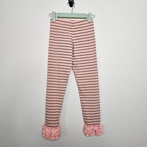 Matilda Jane happy & free pull taffy brown pink stripped ruffle cuff leggings 10 - Picture 5 of 5