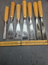 Set Of 7 Unbranded, Oversized Wood Carving Chisels And Gouges