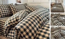 Green Gingham Full/Queen 1 Duvet Cover  2 Pillow Shams Green Beige Gingham