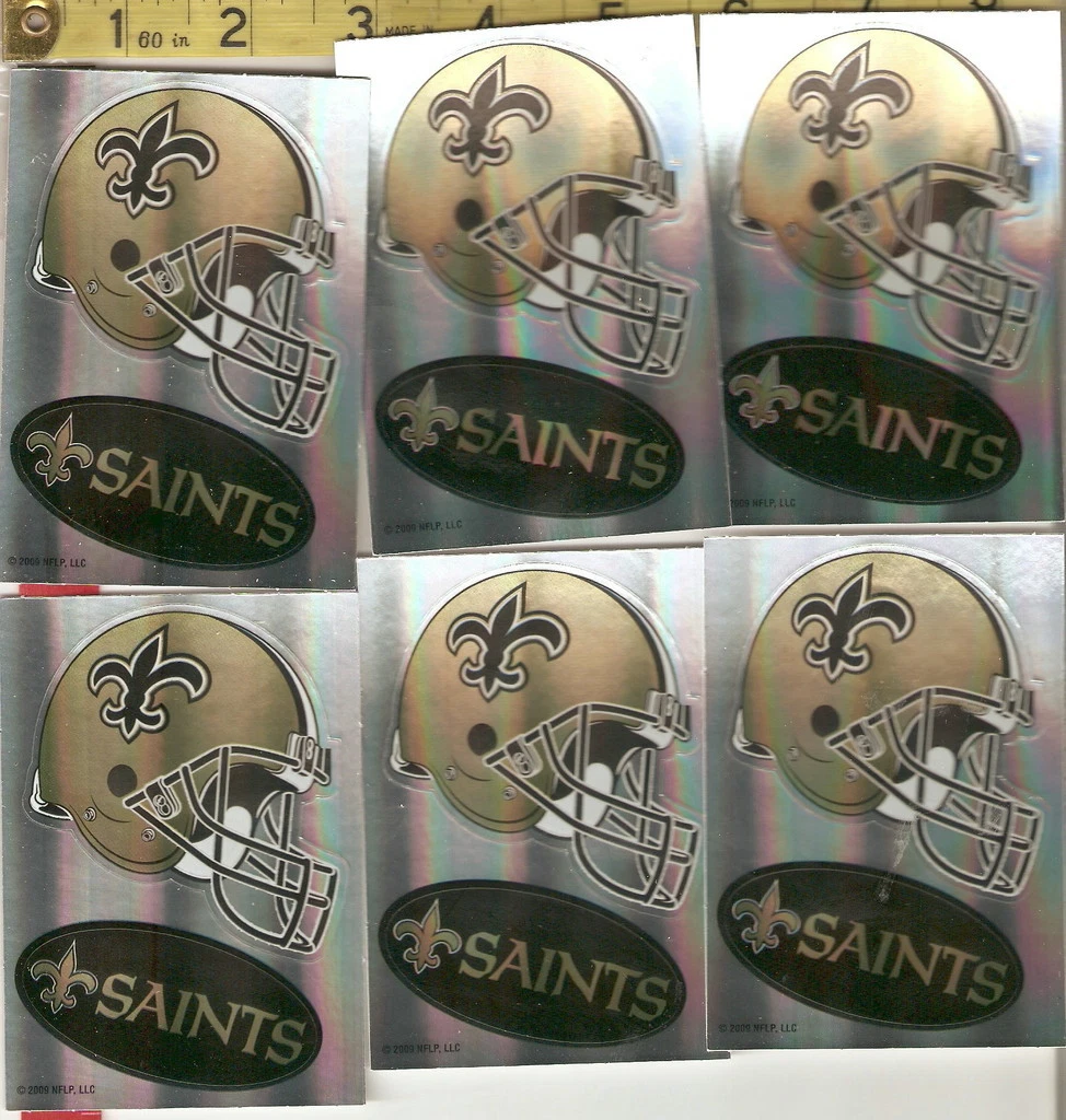 6 sheets of helmet and team name stickers NFL New Orleans Saints