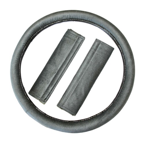 New Grey Velour Fabric Car Truck Seat Steering Covers Full Gift Set For Jeep - Picture 4 of 8