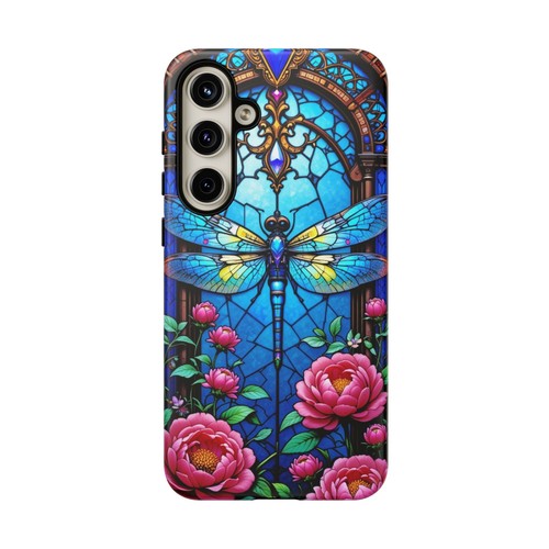 Blue Tough Case Dragonfly Pink  Stained Glass iphone 16 15 14 13 S24 S23 S22 - Picture 170 of 235