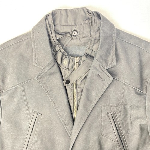 Jack & Jones BLAZER TRENCH COAT with REMOVABLE JACKET LINER! Black Military Sz M - Picture 4 of 20