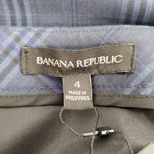 Banana Republic Womens Blue Windowpane Plaid Italian Wool Suit Skirt Size 4 NWT - Picture 4 of 10