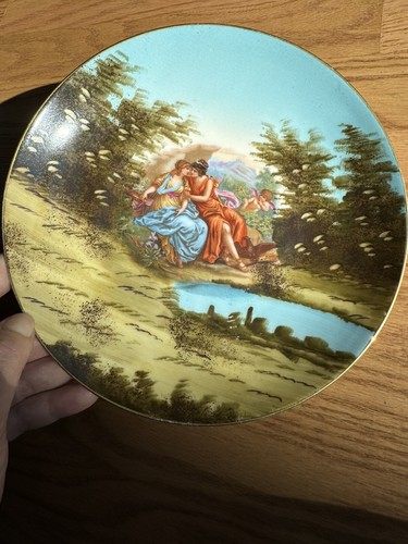 Victoria Austria Porcelain 9 7/8" Plate Cherub W/ 2 Woman By Kaufmann - Picture 3 of 9