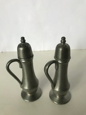 Authentic Vintage ONEIDA HEIRLOOM PEWTER HANDLE SALT & PEPPER SHAKERS