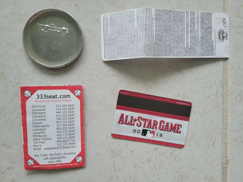 2015 MLB ALL STAR RED CARPET BUTTON FAN FEST TICKET CINCINNATI REDS JULY 2015! - Image 2 of 2
