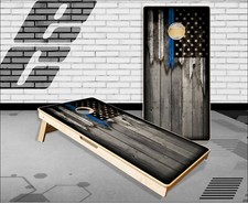 Torn Thin Blue Line Cornhole Boards Bean Bag Toss Game