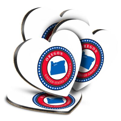 4x Heart MDF Coasters - Oregon USA American State Travel  #5760
