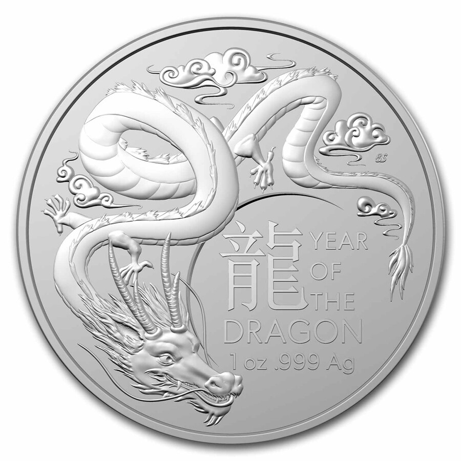 2024 ドラゴン銀貨　カラー 1オンス　BU 2024 Australia 1 oz Silver Lunar Colorized Purple Dragon