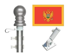 Montenegro 3'x5' Polyester Flag & Spinner Flagpole Set w/Adjustable Bracket