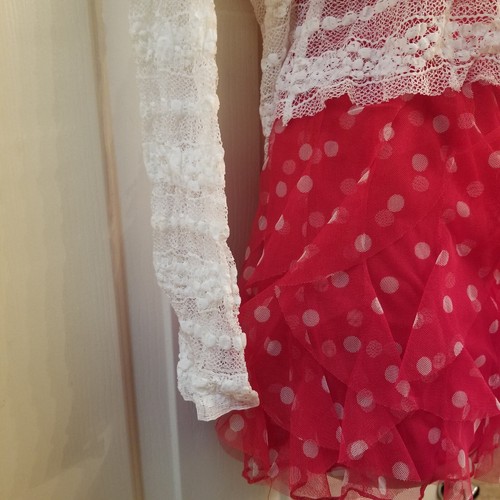 Set 2 articoli gonna rossa a pois con volant 16 di Justice & Cream LS top in pizzo elasticizzato - Foto 4 di 15