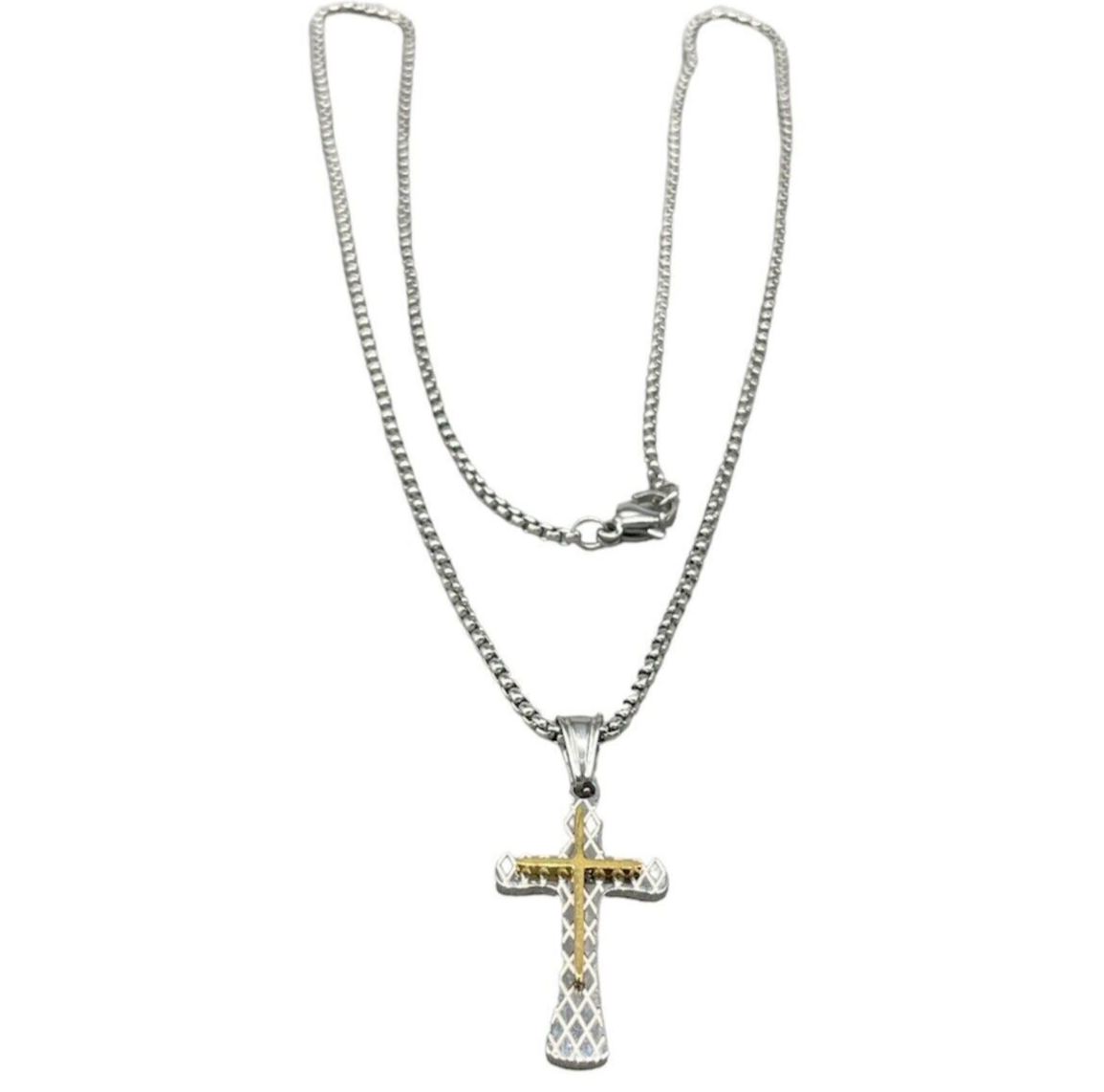 Coprisella Moto Cross Ciondolo Croce Quadrata In Acciaio Inox Per Uomo - Design Moderno Con Corda Ciondolo Senza Marchio