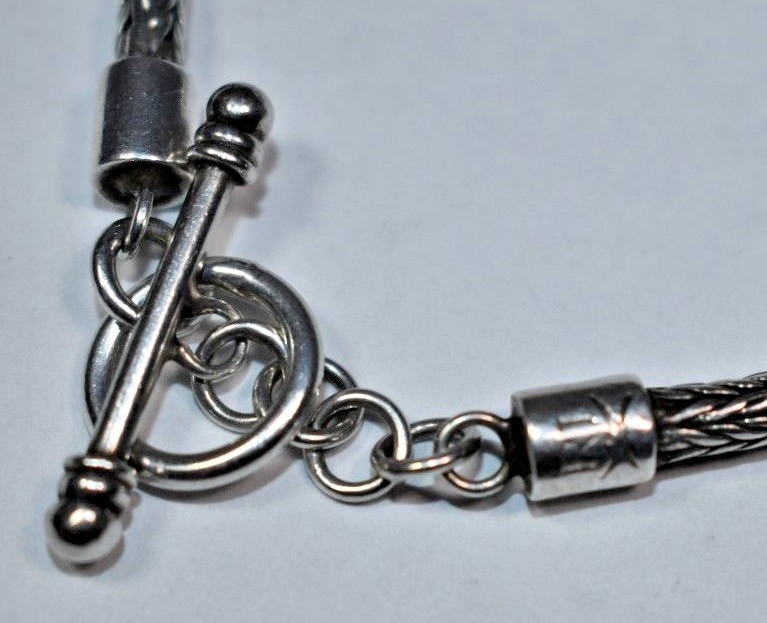 Solid Sterling Silver 925 Wheat Link Toggle Clasp… - image 7