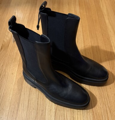 New Zara Womens Leather Chelsea Ankle Boots 2156/010/040 Black