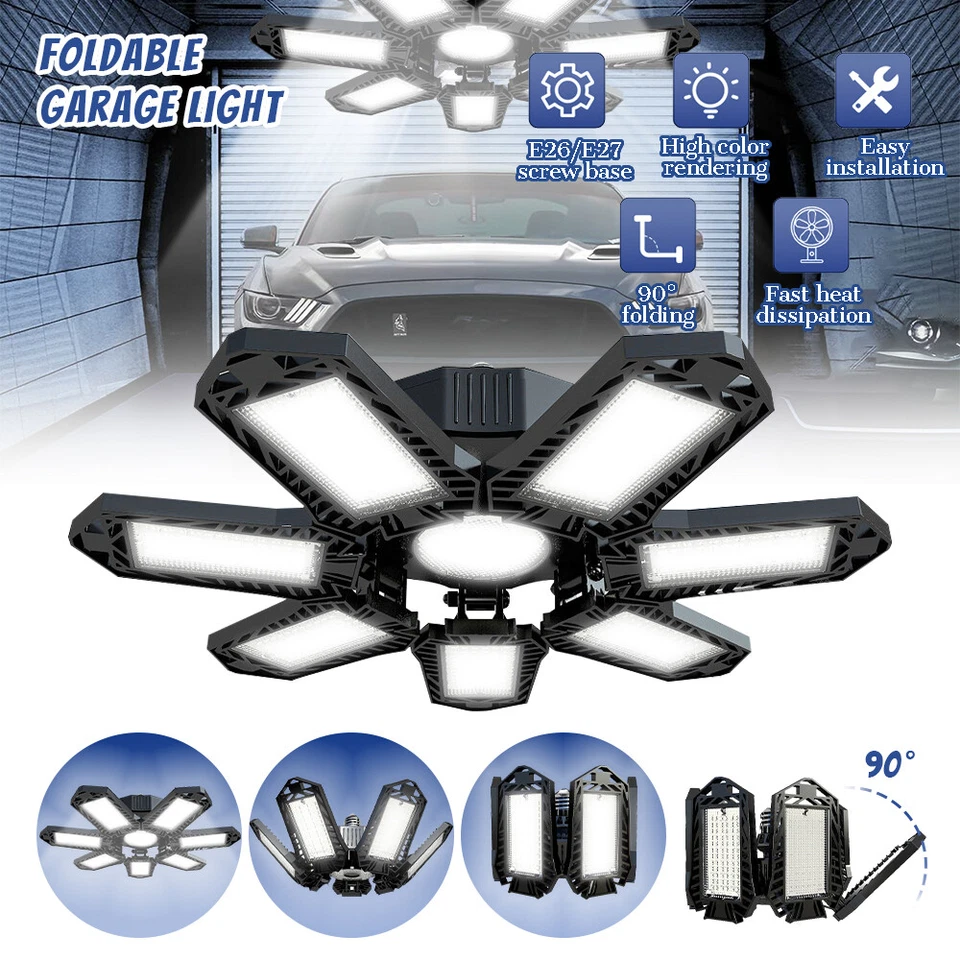 6 Pack LED Garage Lights 120W,6500K Deformable Garage Ceiling Light Shop Light - Image 4 of 4