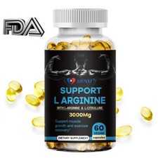 L-Arginina 60 Ossido Nitrico, Booster Testosterone, Capsule di Supporto Energetico 3000mg-MX