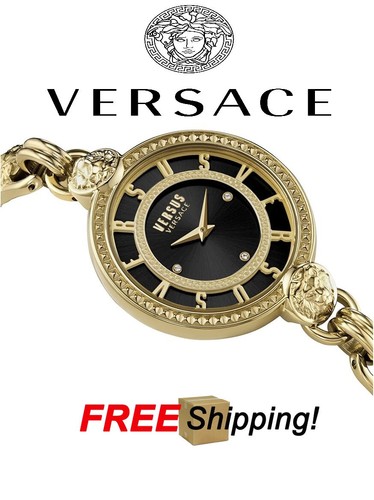 Versace Les Docks Collection Luxury Watch Womens Black Versus Bracelet 36mm New - Picture 2 of 6