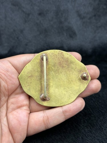 Rare VINTAGE Handmade Tibetan Brass Handmade Belt Buckle With Depicting Art - Picture 2 of 5