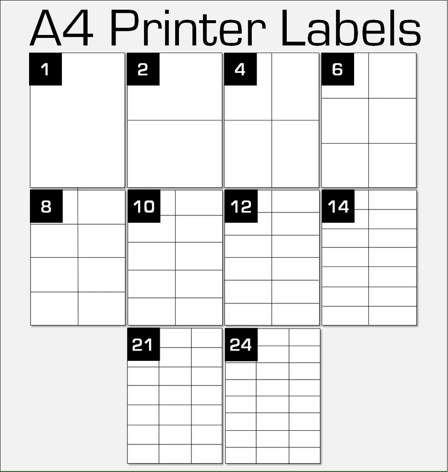 GO2PRODUCTS LIMITED White A4 Butt Cut Permanent Labels. Plain Labels & Stickers with Square Corners.
