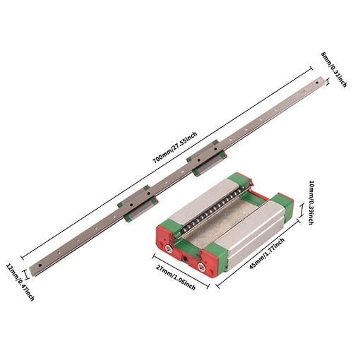 MGN12 450-1000mm Linear Rail Guide Shaft Rod + MGN12H Bearing Slide Block - Picture 14 of 17