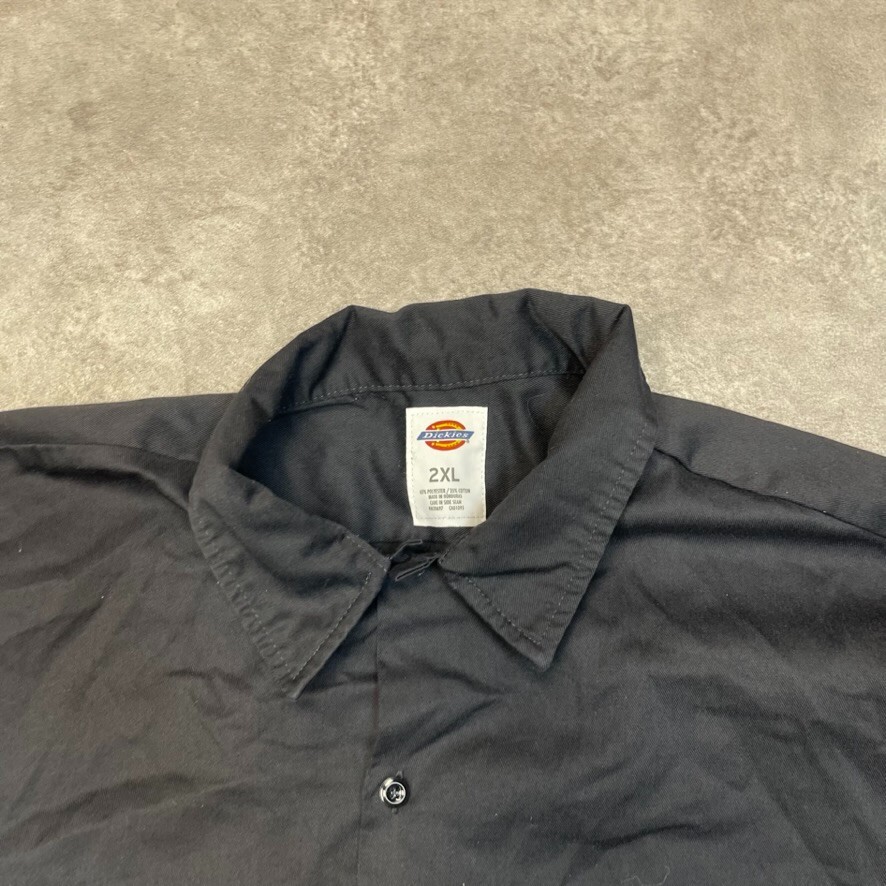 Dickies Shirt Mens Y2K Short Sleeve Button Up Workwear Top, Black, 2XL image 7